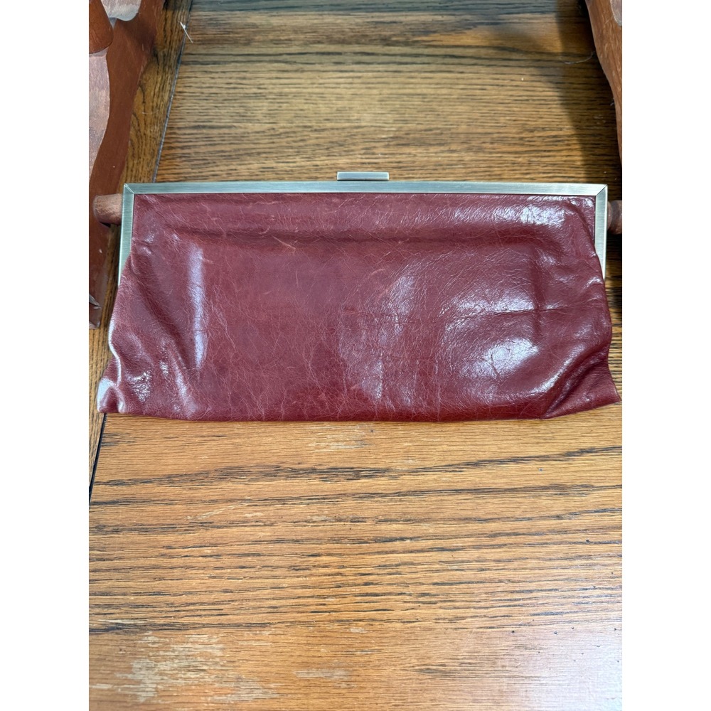Hobo International Lauren Clutch Wallet Brown Leather Paisley Frame Bag